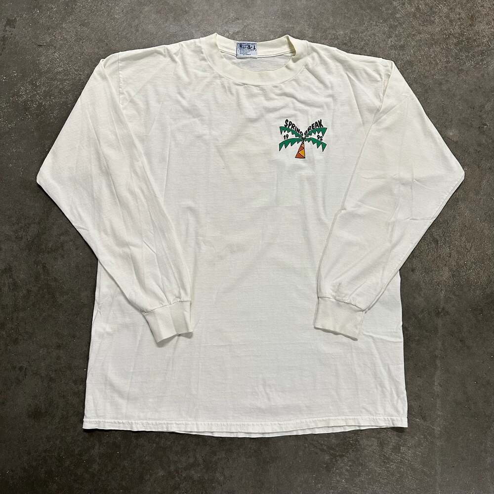 Vintage 1995 Spring Break Long Sleeve White T-Shirt All Sport Proweight XL